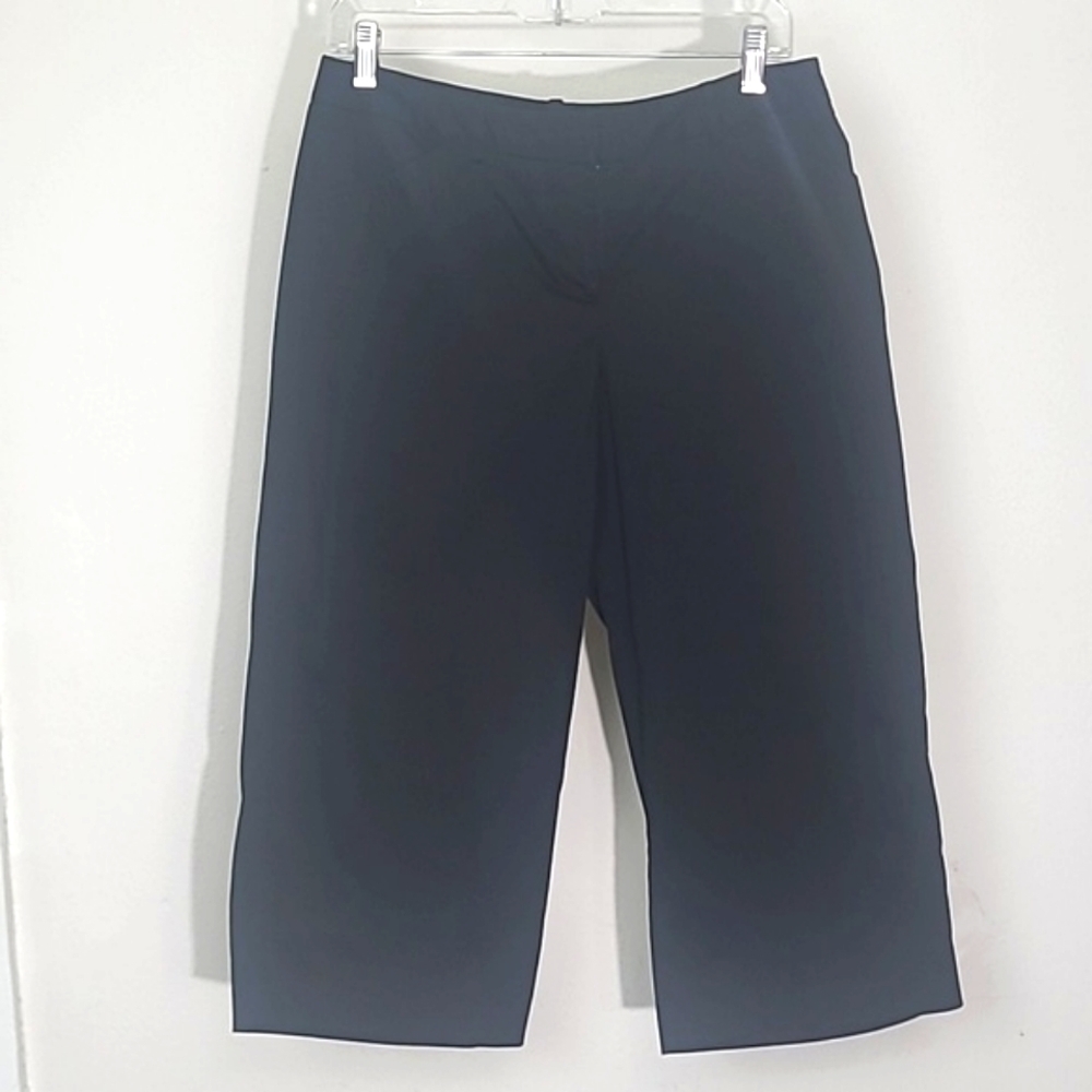 Kim Rogers black Capris pants wide leg Cullotte gaucho stretch 6 Petite